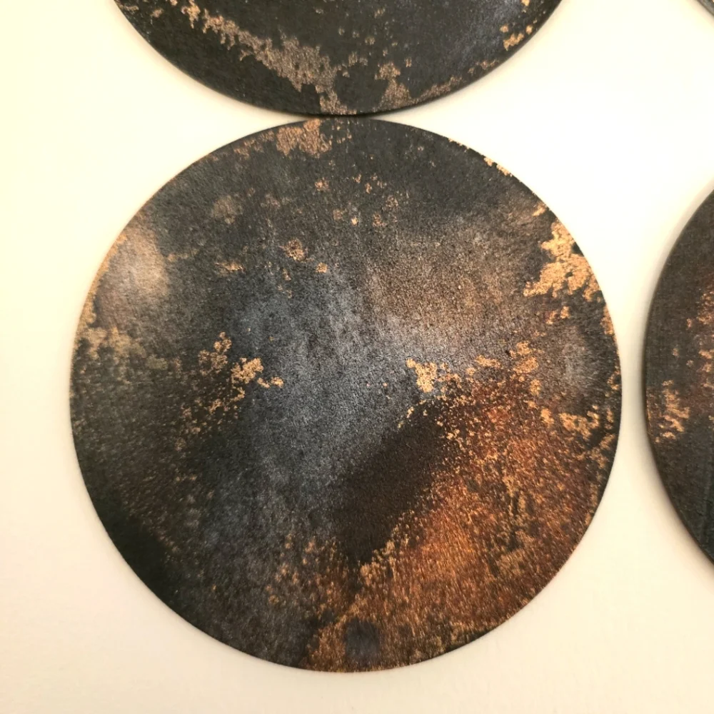 HANDCRAFTED & HANDPAINTED 6 Wood Coaster Set & Upcycled Single Light Switch Case - Picture 4 of 17